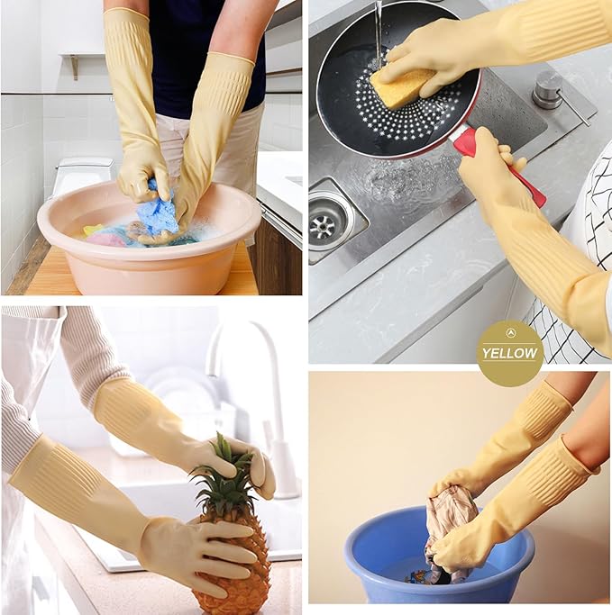 Loftpromo® 3 Pairs of Rubber Dishwashing Gloves
