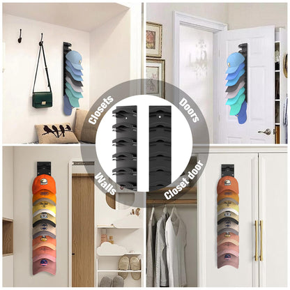 🧢 Loftpromo® 2-Pack Hat Organizer – Multilayer Wall & Door Storage Holder with Dual Mounting Options🏠