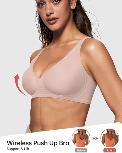 up🌸Loftpromo® Seamless Deep V Push-Up Wireless Bra