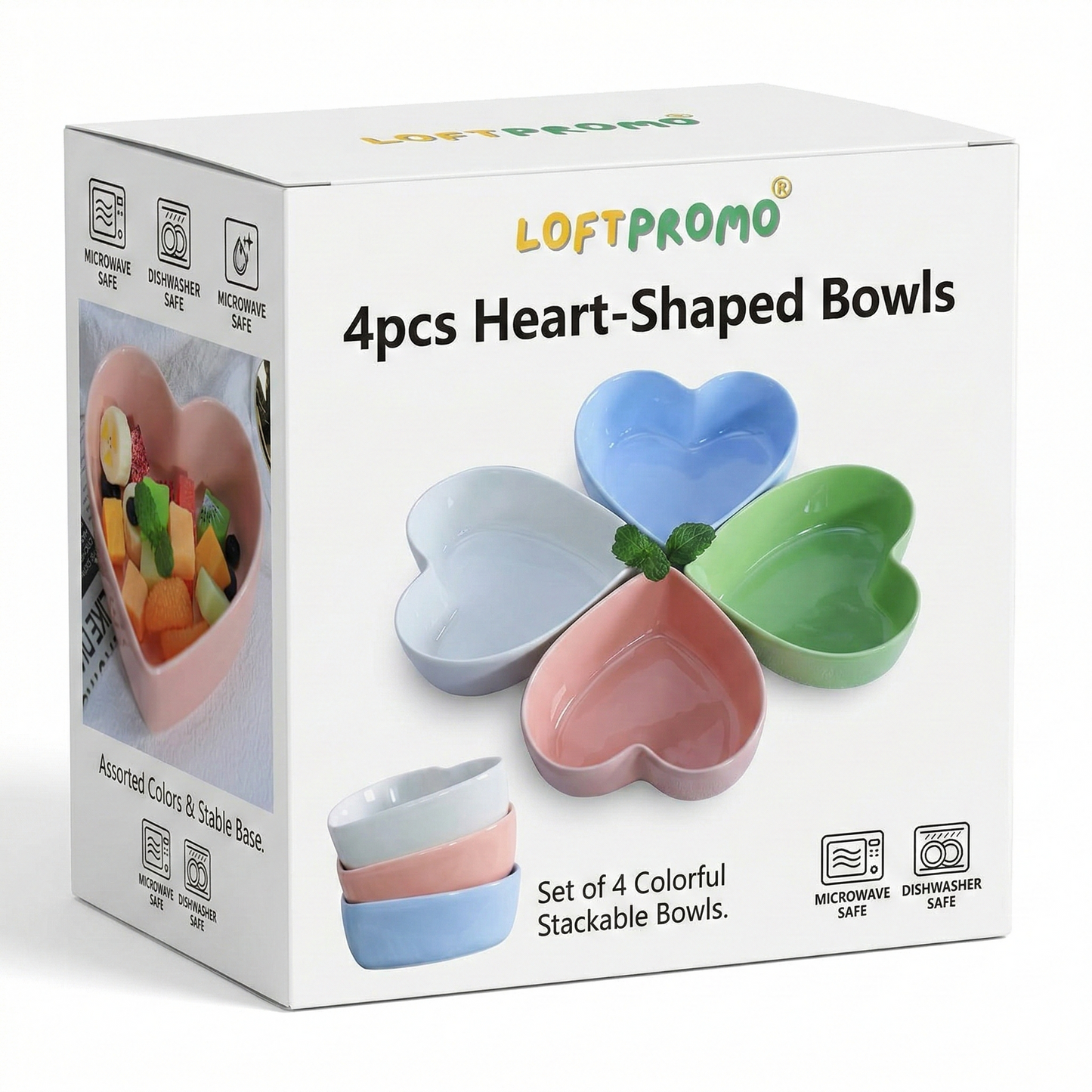 Loftpromo® 4pcs Heart-Shaped Bowls