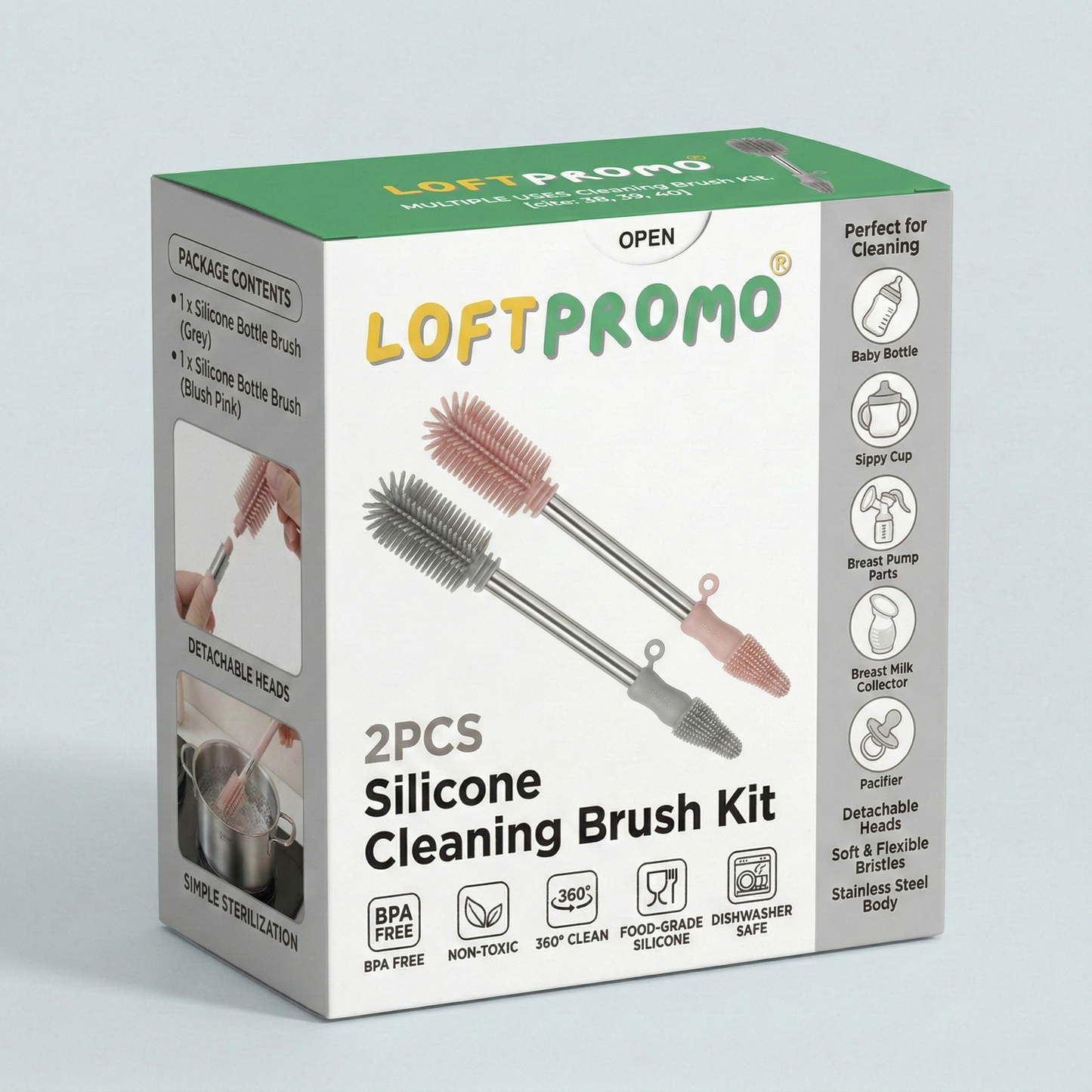 Loftpromo® 2PCS Silicone Cleaning Brush Kit