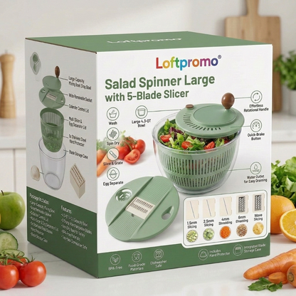 Loftpromo® Salad Spinner Large with 5-Blade Slicer