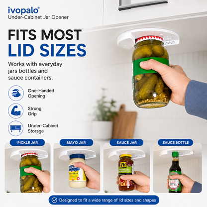🆙ivopalo® Under-Cabinet Jar Opener – Easy One-Handed Lid Opener for Stubborn Jars