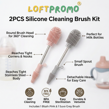 Loftpromo® 2PCS Silicone Cleaning Brush Kit
