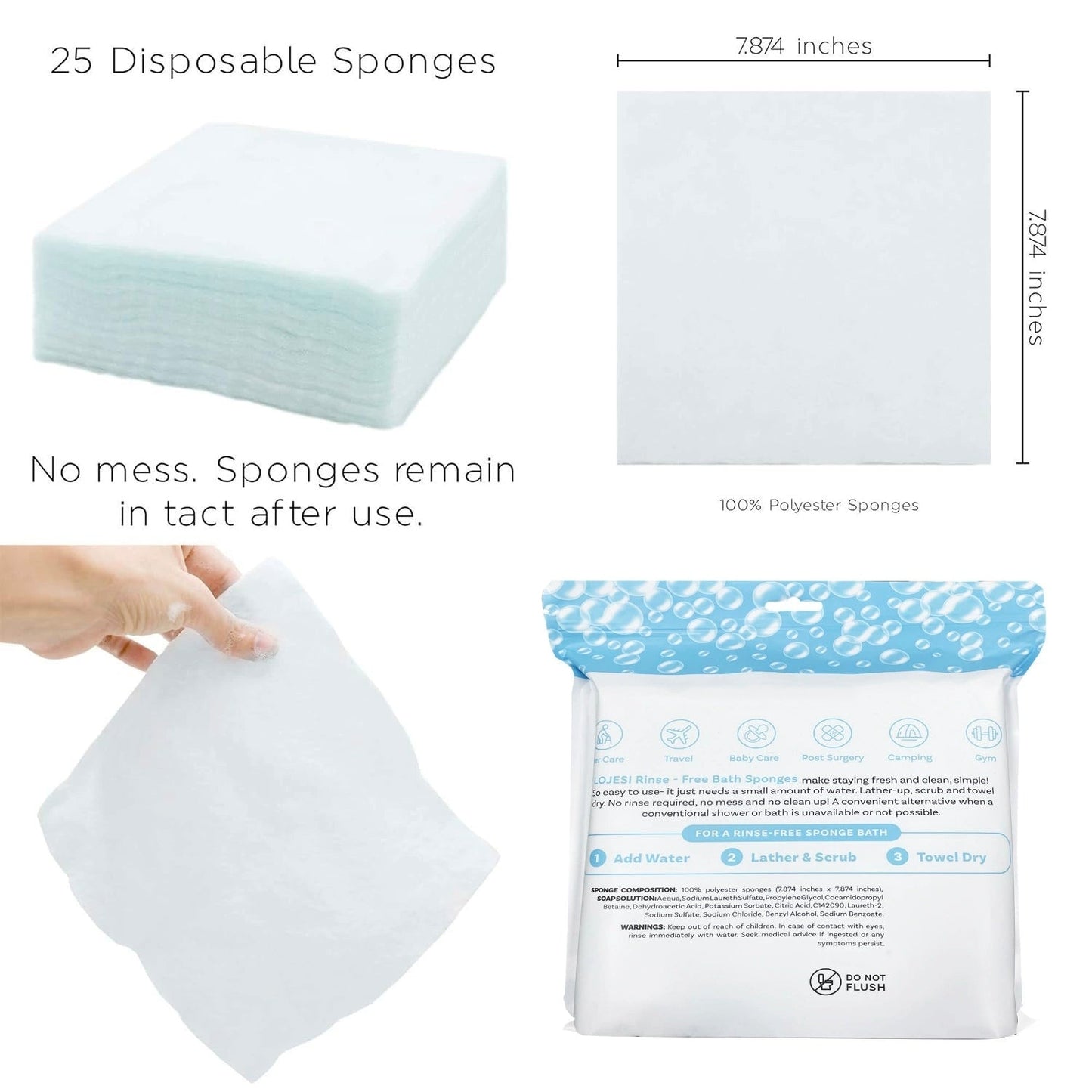 🧼🫧Loftpromo® Rinse-Free Bathing Wipes — Perfect for Elderly Care, Post-Surgery Recovery, Camping, Gym & Travel