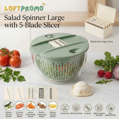 Loftpromo® Salad Spinner Large with 5-Blade Slicer