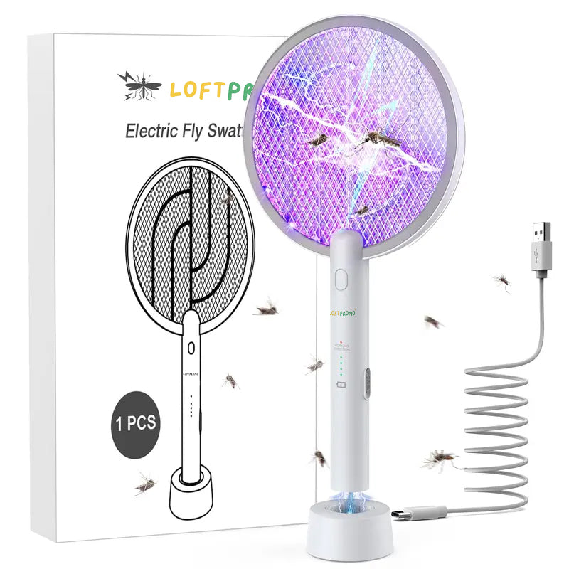🦟 Loftpromo® 2-in-1 Electric Bug Zapper – Electric Fly Swatter & Rechargeable Mosquito Killer Lamp with Dual-Mode Protection🏠