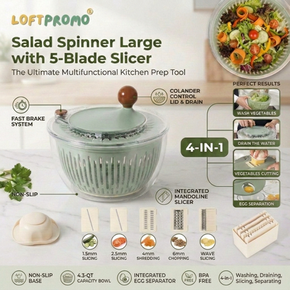 Loftpromo® Salad Spinner Large with 5-Blade Slicer