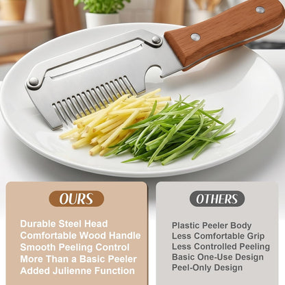 🔪Loftpromo® Multi-functional Kitchen Peeler: Scallion Shredder, Melon Parer & Bottle Opener
