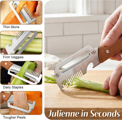 🔪Loftpromo® Multi-functional Kitchen Peeler: Scallion Shredder, Melon Parer & Bottle Opener
