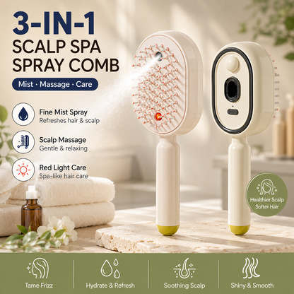 🆙 Electric Spray Scalp Massage Brush with Mist & Red Light