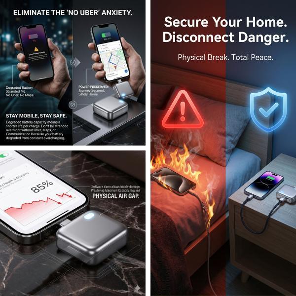 up  Smart Auto-Disconnect Type-C Charging Guard – 140W Anti-Overcharge Adapter for Safe Overnight Charging