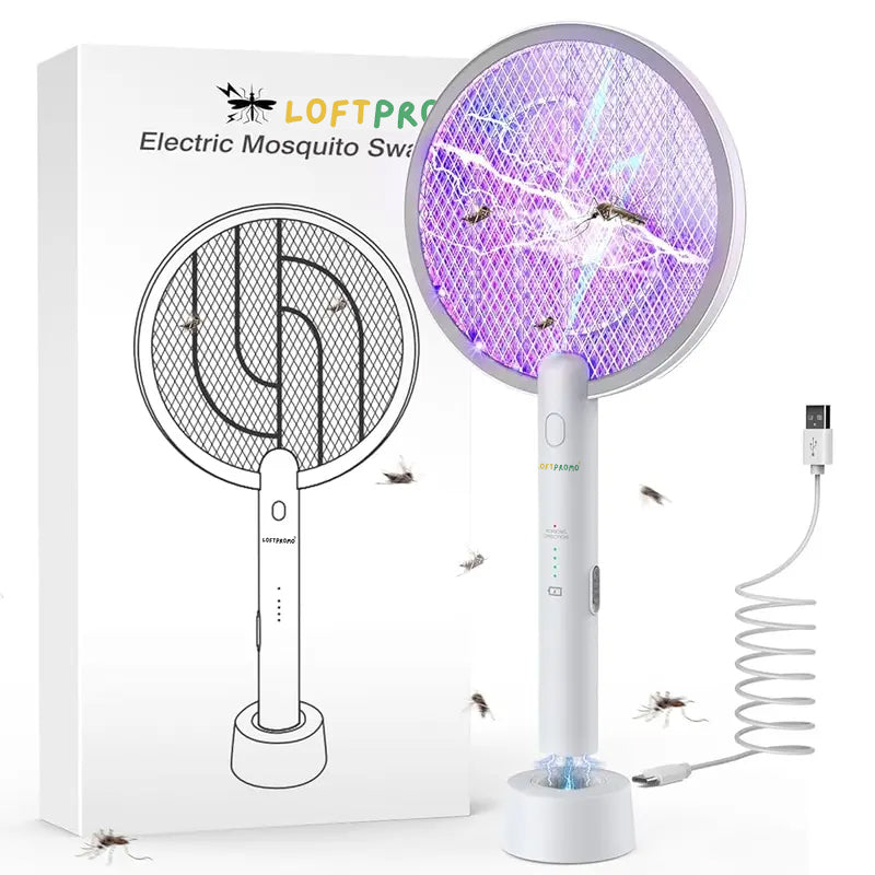 🦟 Loftpromo® 2-in-1 Electric Bug Zapper – Electric Fly Swatter & Rechargeable Mosquito Killer Lamp with Dual-Mode Protection🏠