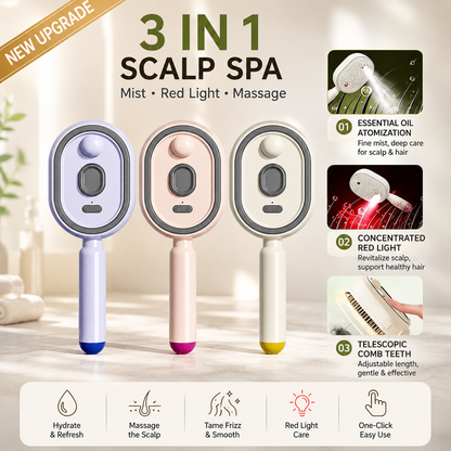 🆙 Electric Spray Scalp Massage Brush with Mist & Red Light
