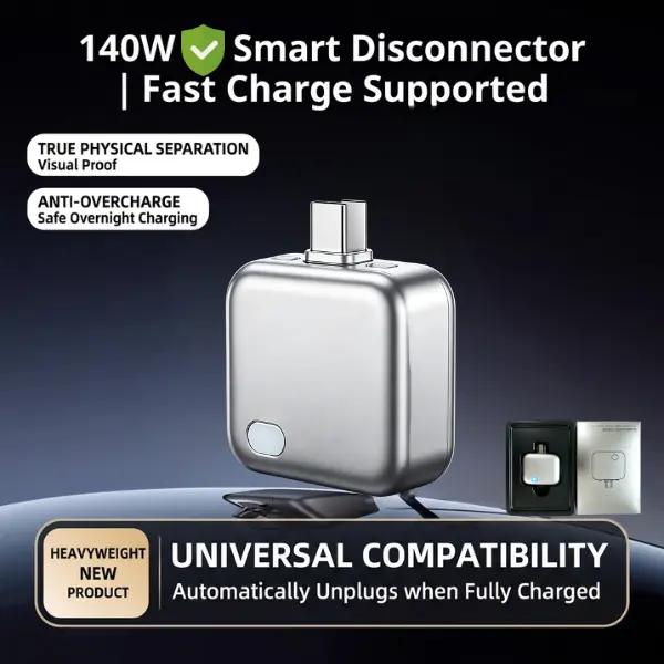 up  Smart Auto-Disconnect Type-C Charging Guard – 140W Anti-Overcharge Adapter for Safe Overnight Charging