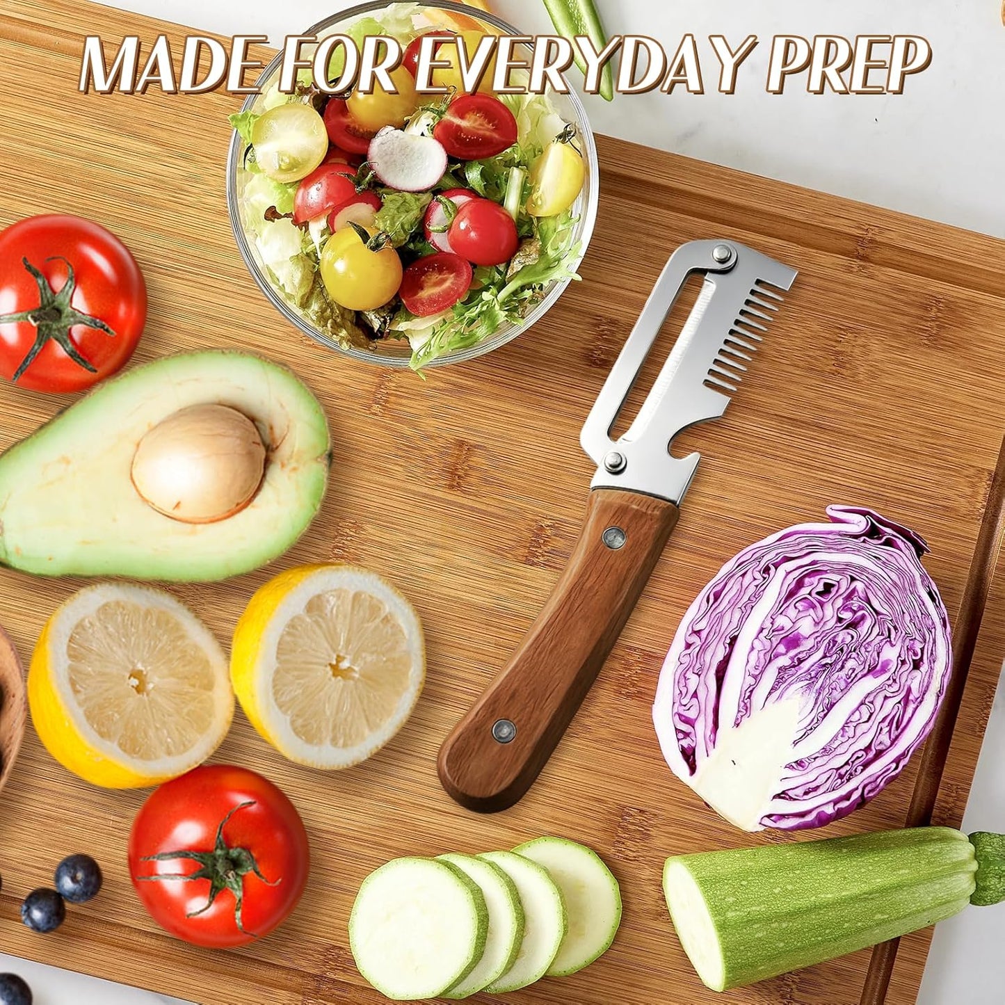 🔪Loftpromo® Multi-functional Kitchen Peeler: Scallion Shredder, Melon Parer & Bottle Opener