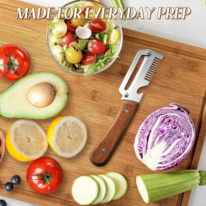 🔪Loftpromo® Multi-functional Kitchen Peeler: Scallion Shredder, Melon Parer & Bottle Opener