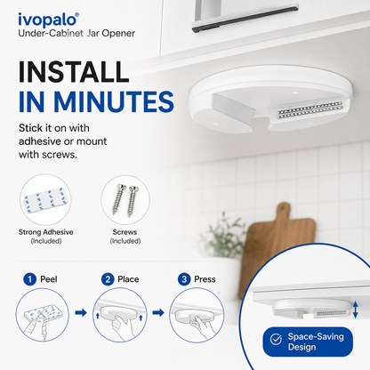 🆙ivopalo® Under-Cabinet Jar Opener – Easy One-Handed Lid Opener for Stubborn Jars