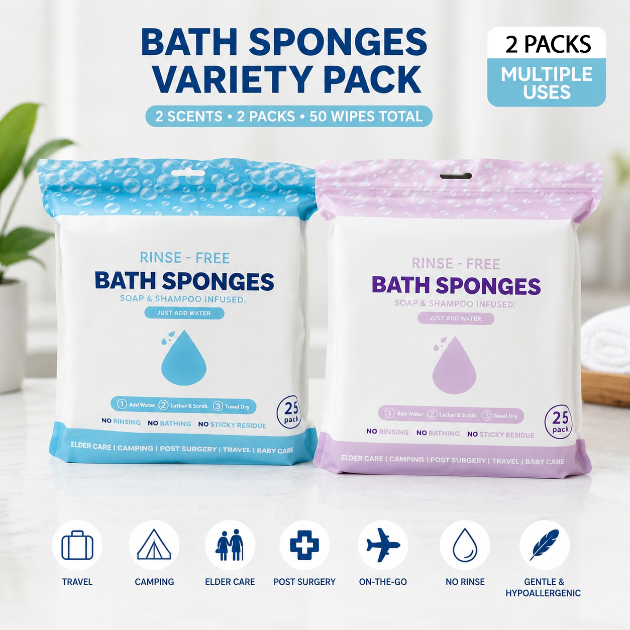 up🧼🫧Loftpromo® Rinse-Free Bathing Wipes — Perfect for Elderly Care, Post-Surgery Recovery, Camping, Gym & Travel