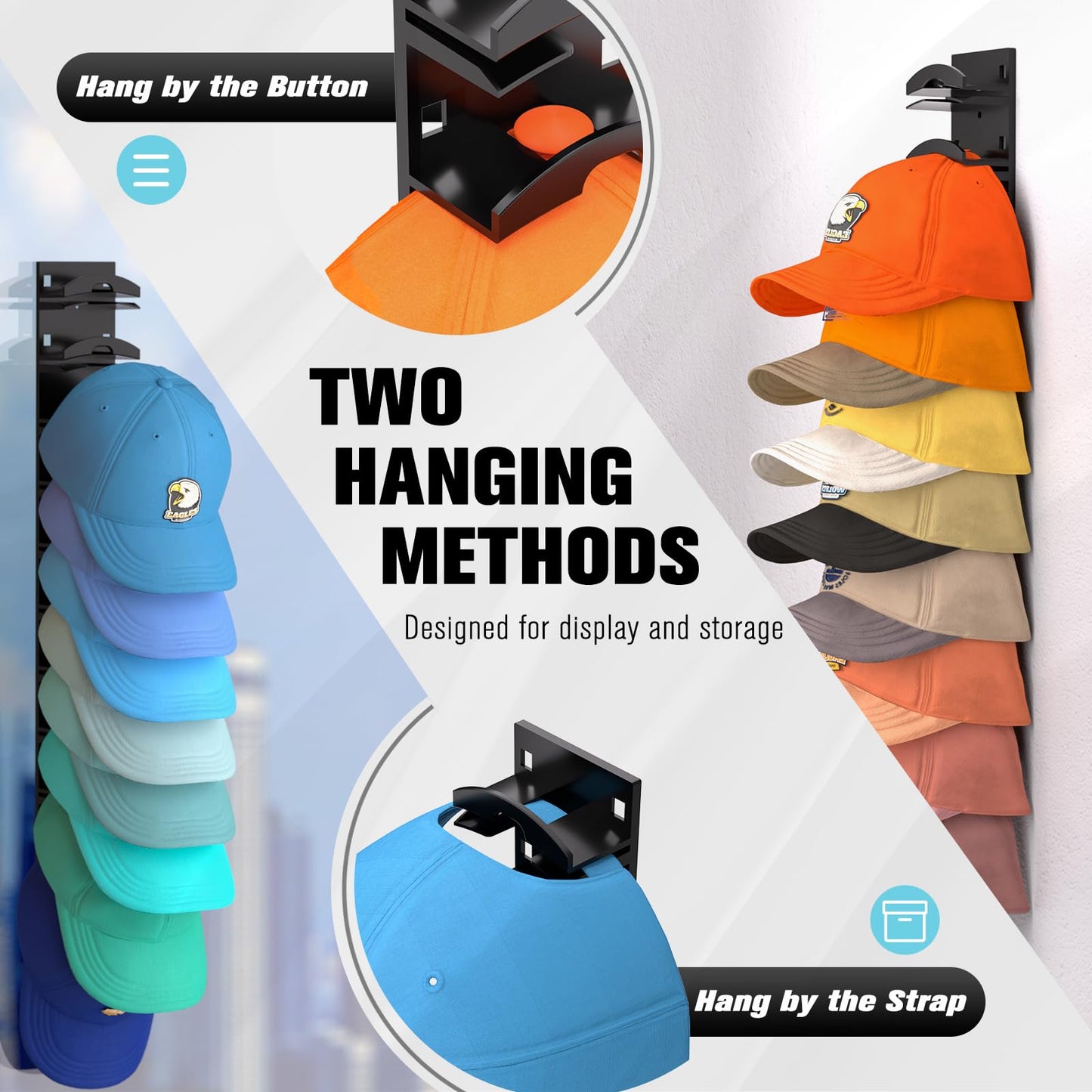 🧢 Loftpromo® 2-Pack Hat Organizer – Multilayer Wall & Door Storage Holder with Dual Mounting Options🏠